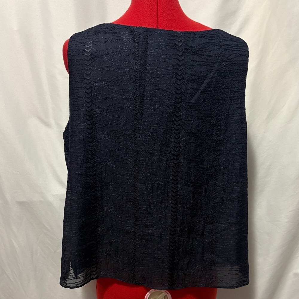 R & M Richards Navy Textured Tank Top - Picture 3 of 5